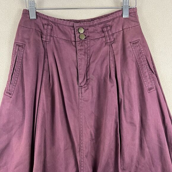 Vintage Styles To Go Women's Skirt Size 6 Maroon Chambray Denim A-Line Prairie - Picture 2 of 7